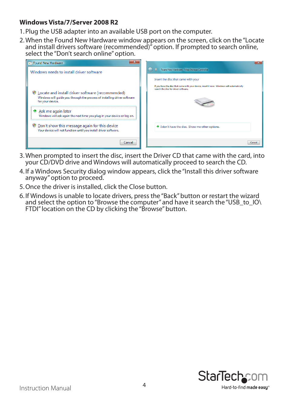 StarTech.com ICUSB2321FIS User Manual | Page 7 / 11