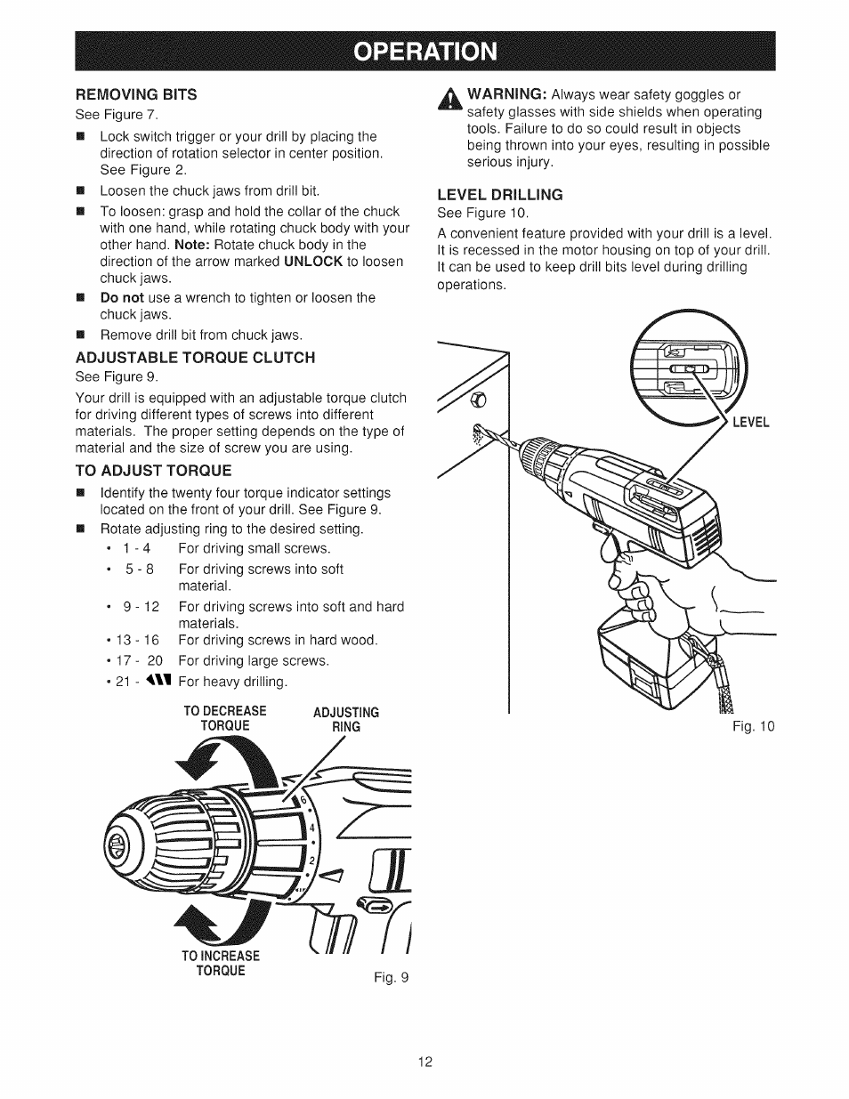 Operation | Craftsman 973.114240 User Manual | Page 12 / 18