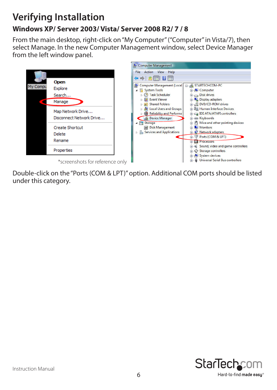 Verifying installation | StarTech.com PCI4S954PW User Manual | Page 9 / 12