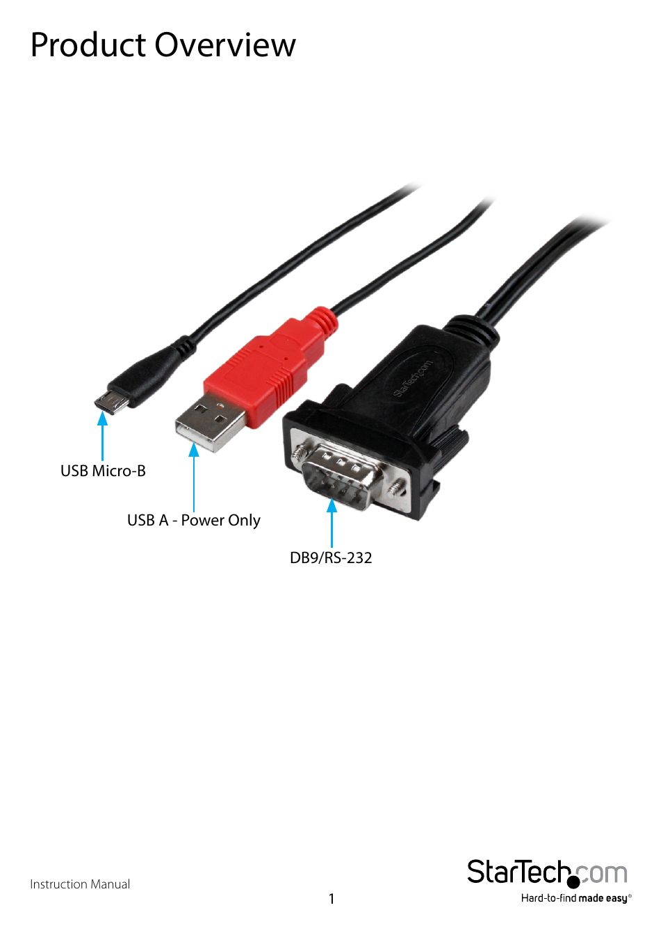 Product overview | StarTech.com ICUSBANDR232 User Manual | Page 4 / 11