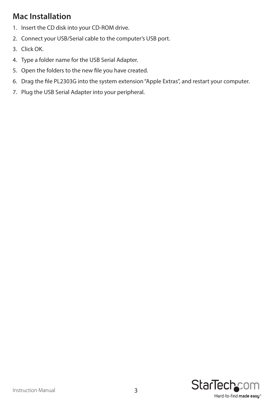 Mac installation | StarTech.com ICUSB232C2 User Manual | Page 6 / 10