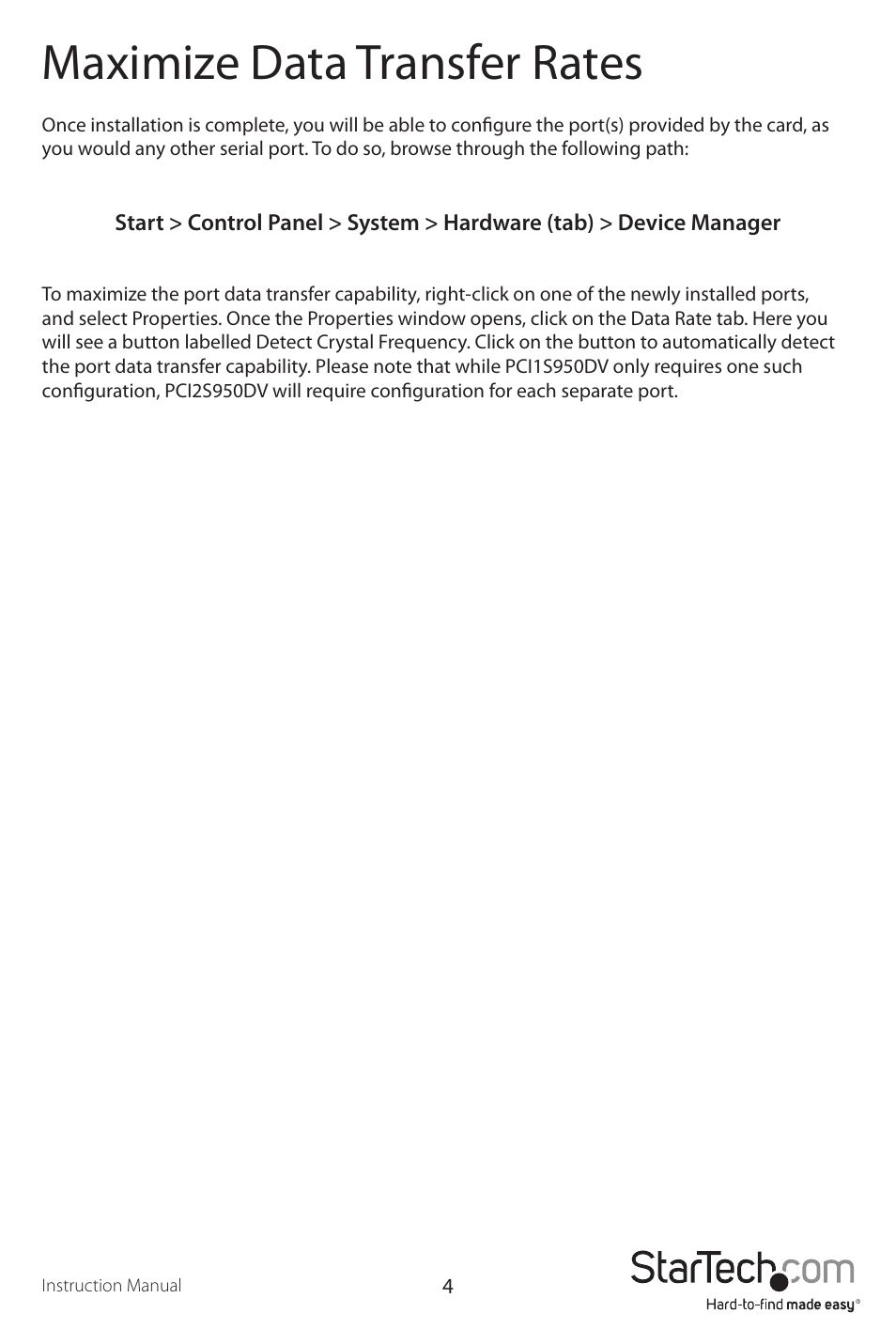 Maximize data transfer rates | StarTech.com PCI2S950DV User Manual | Page 7 / 10