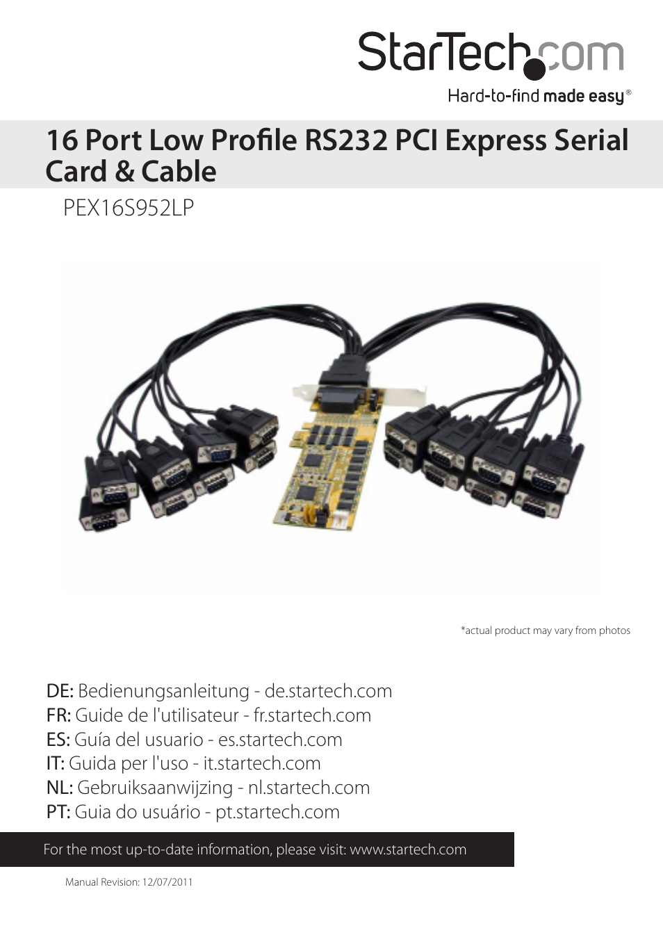 StarTech.com PEX16S952LP User Manual | 10 pages