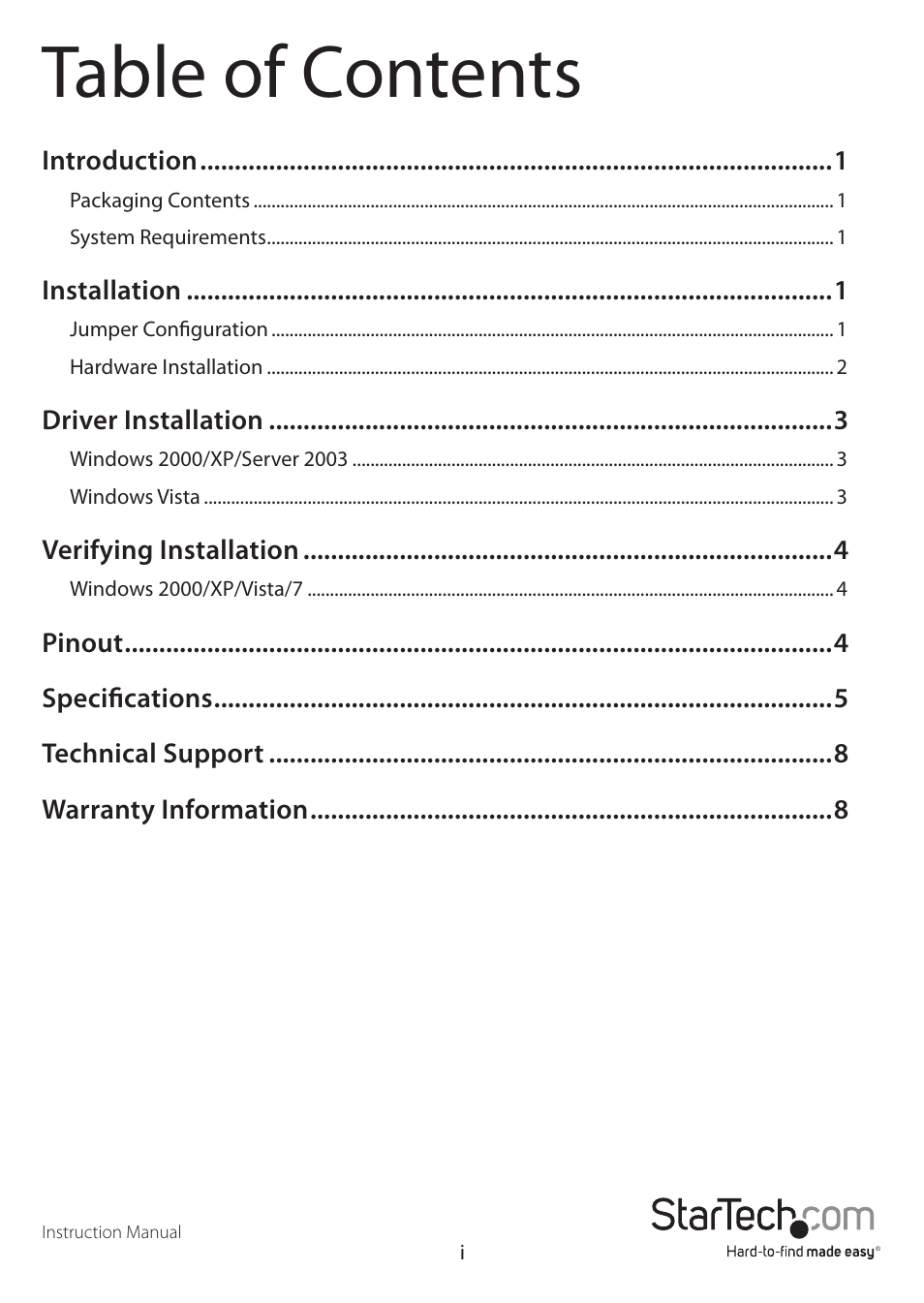 StarTech.com PEX16S952LP User Manual | Page 3 / 10