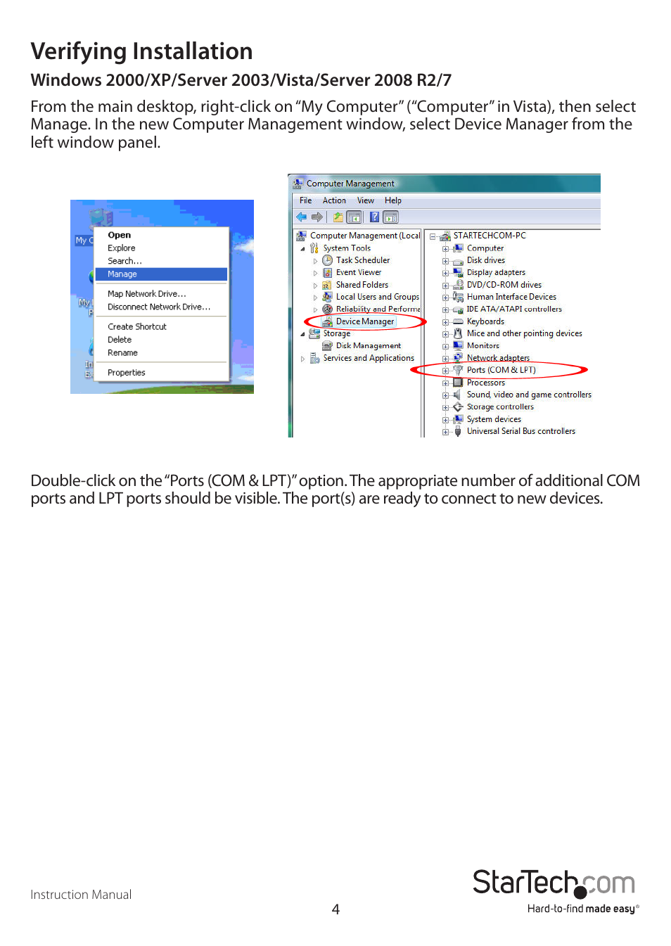 Verifying installation | StarTech.com PEX2S1P553B User Manual | Page 7 / 10