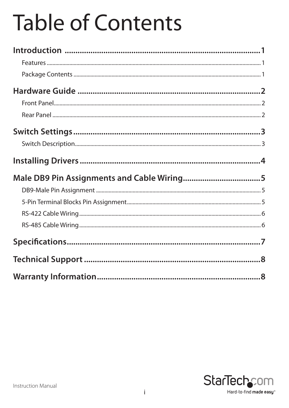 StarTech.com ICUSB422IS User Manual | Page 3 / 12