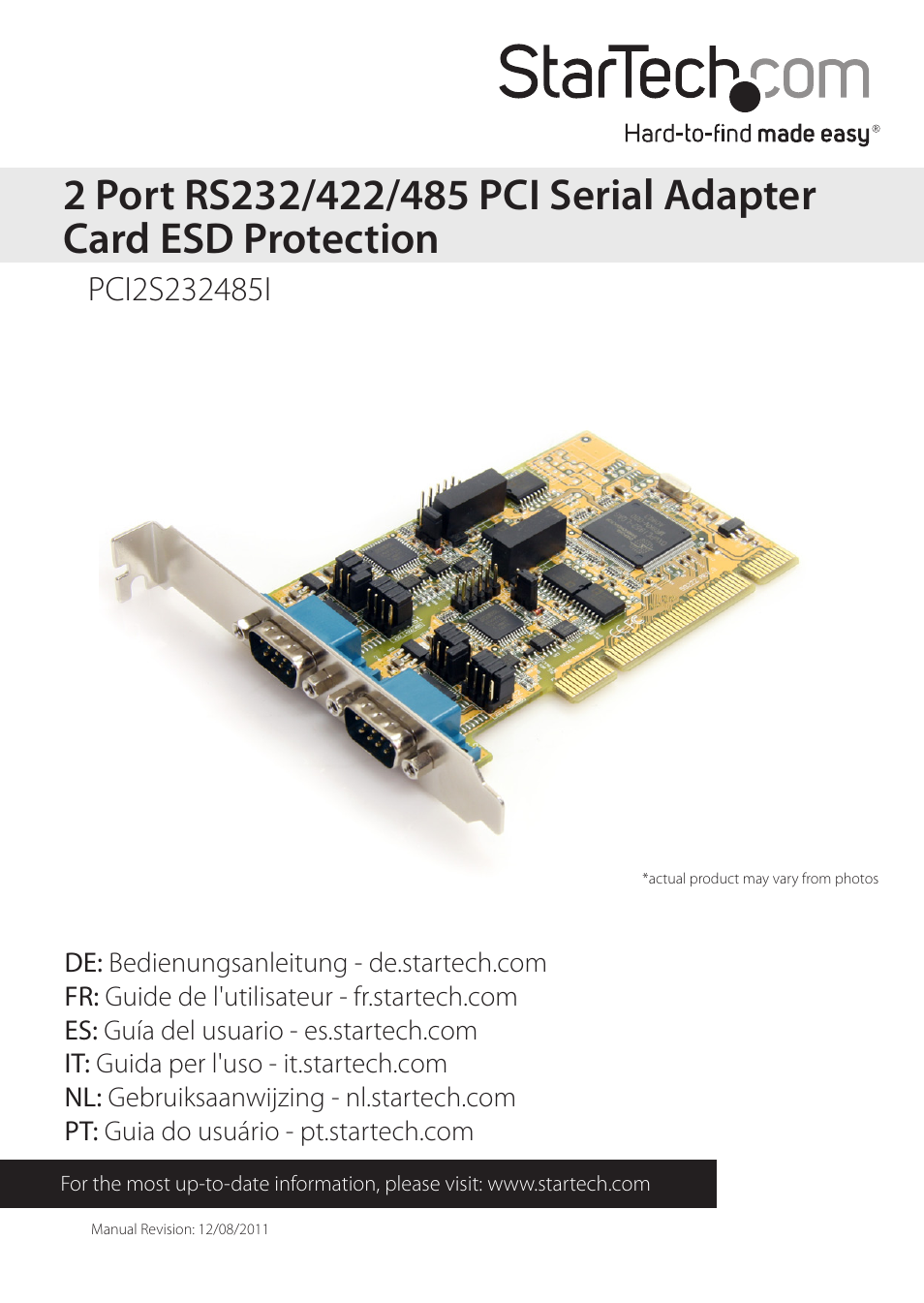 StarTech.com PCI2S232485I User Manual | 12 pages