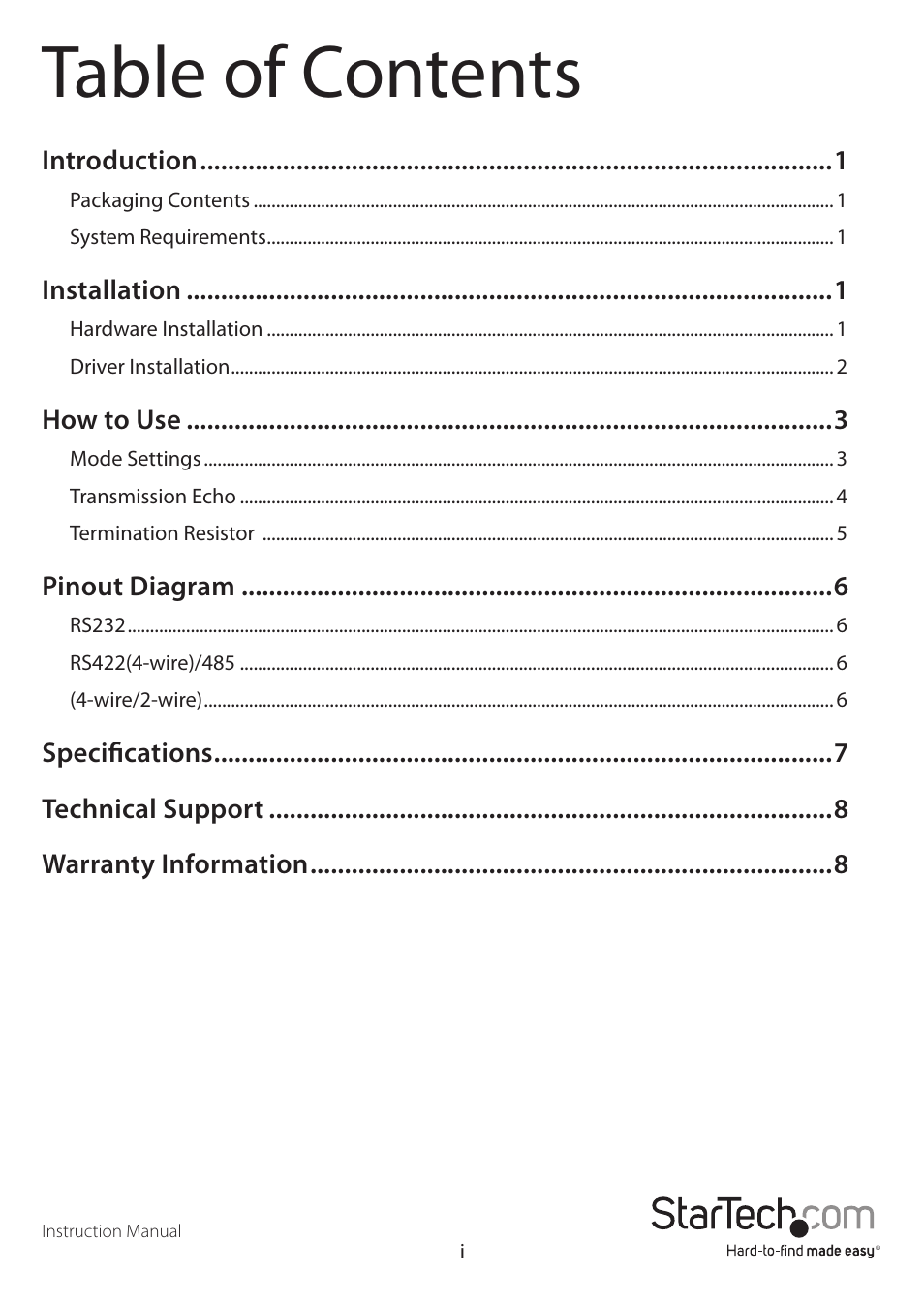 StarTech.com PCI2S232485I User Manual | Page 3 / 12