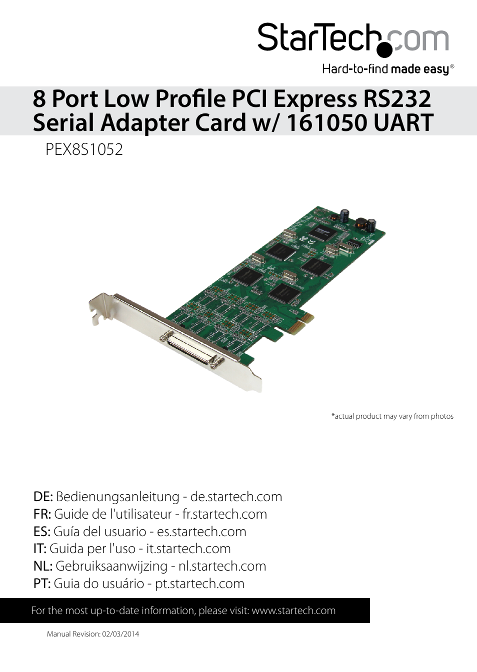 StarTech.com PEX8S1052 User Manual | 12 pages