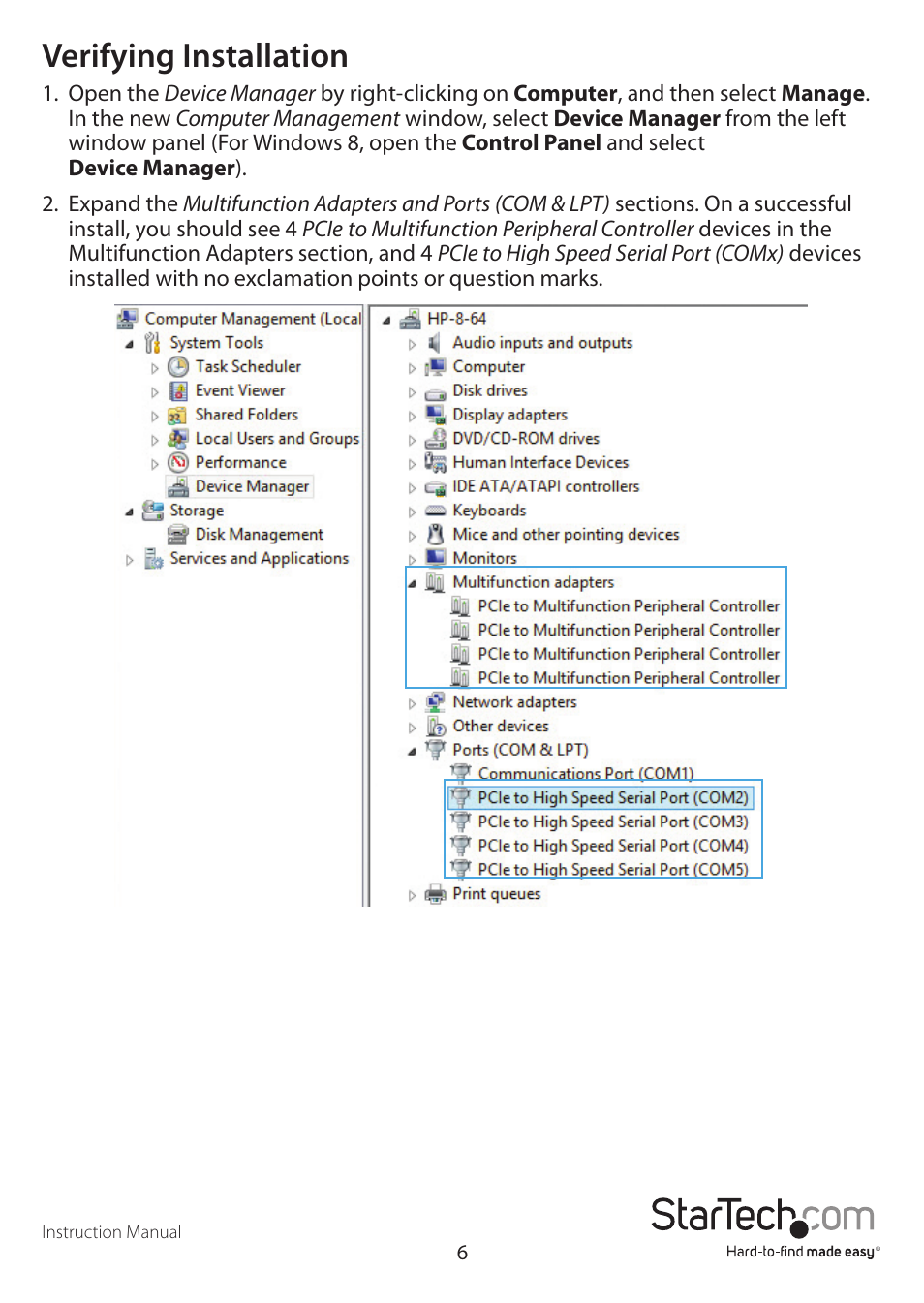 Verifying installation | StarTech.com PEX4S553S User Manual | Page 9 / 12