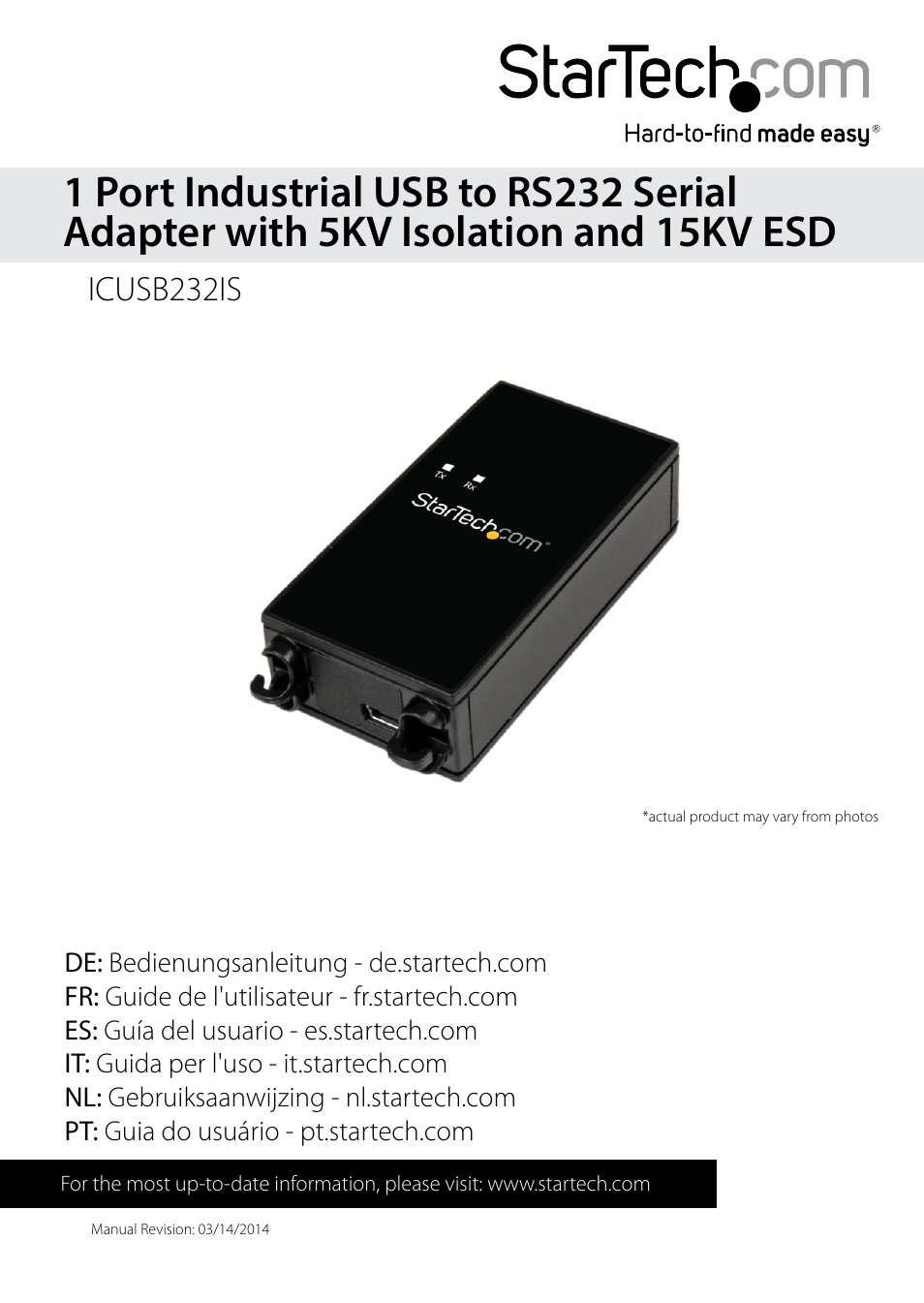 StarTech.com ICUSB232IS User Manual | 13 pages