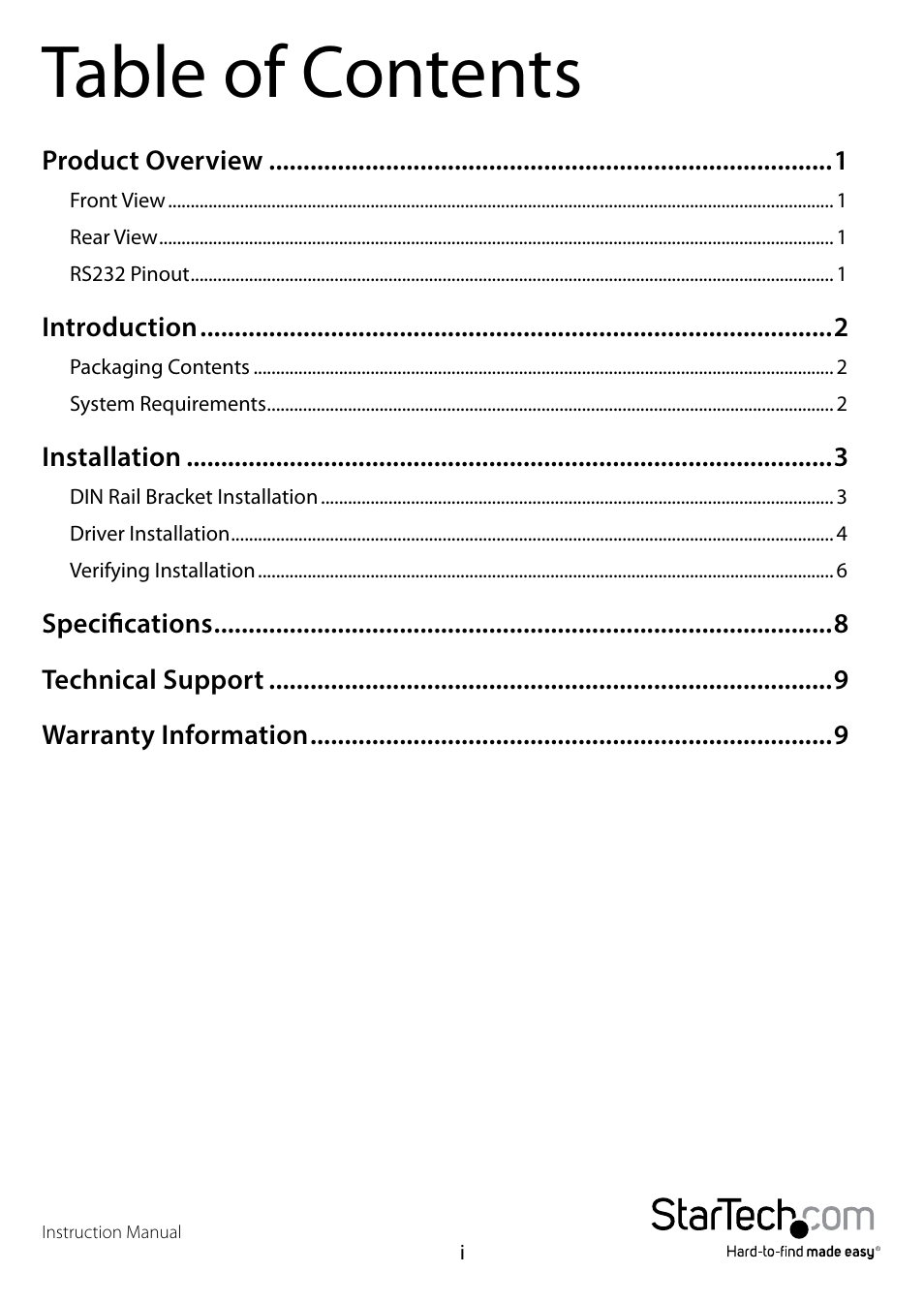 StarTech.com ICUSB232IS User Manual | Page 3 / 13