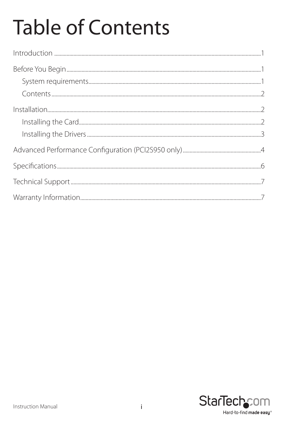 StarTech.com PCI8S950 User Manual | Page 3 / 10