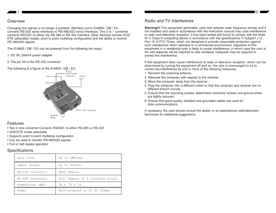 StarTech.com IC485SEU User Manual | Page 2 / 6