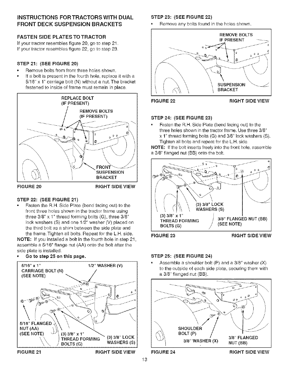 Step 21: (see figure 20, Step 23: (see figure 22), Step 22: (see figure 21 | Step 24: (see figure 23) | Craftsman 486.24838 User Manual | Page 13 / 40