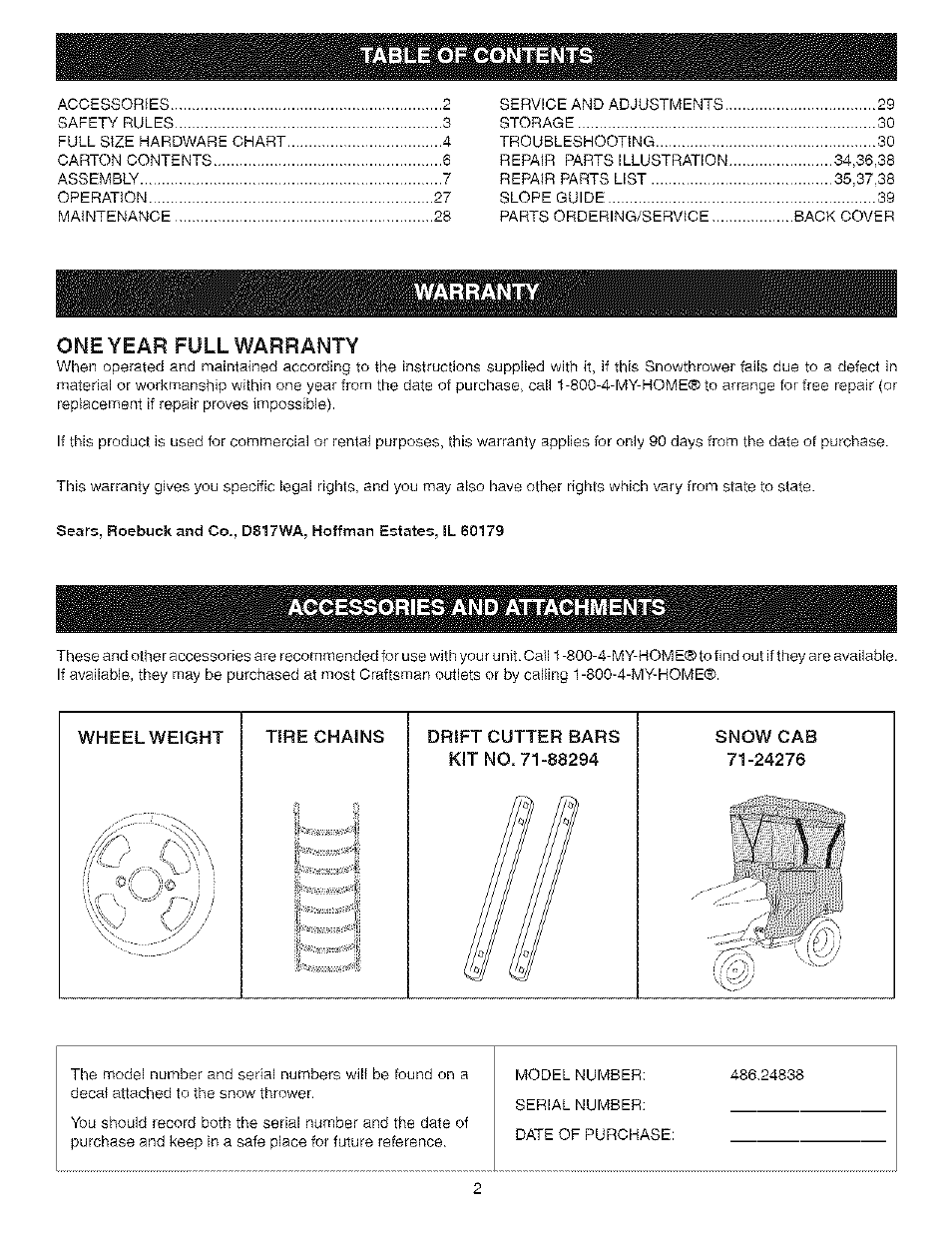 Craftsman 486.24838 User Manual | Page 2 / 40