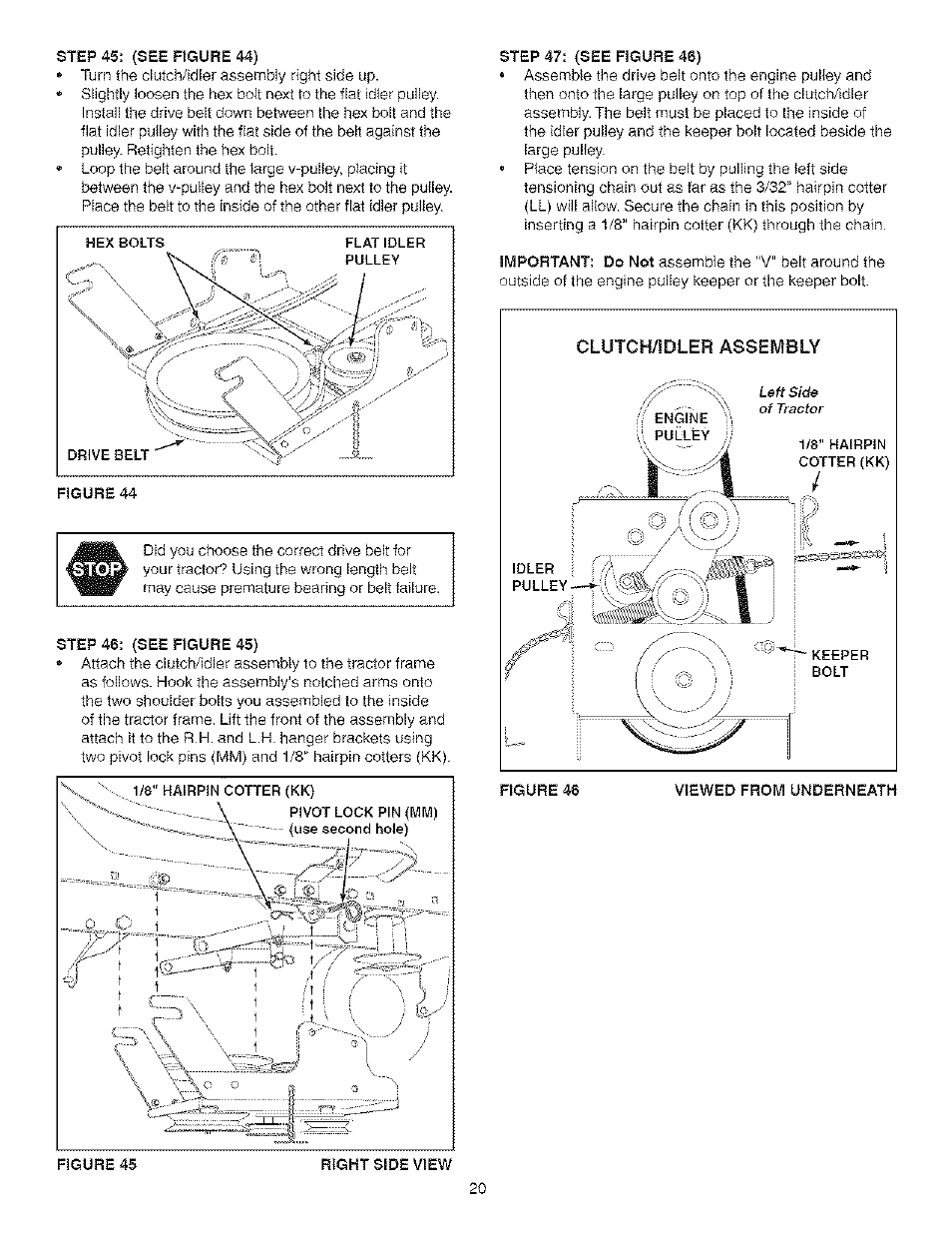 Step 45: (see rgure 44), Step 46: (see figure 45, Step 47: (see figure 46) | Craftsman 486.24838 User Manual | Page 20 / 40