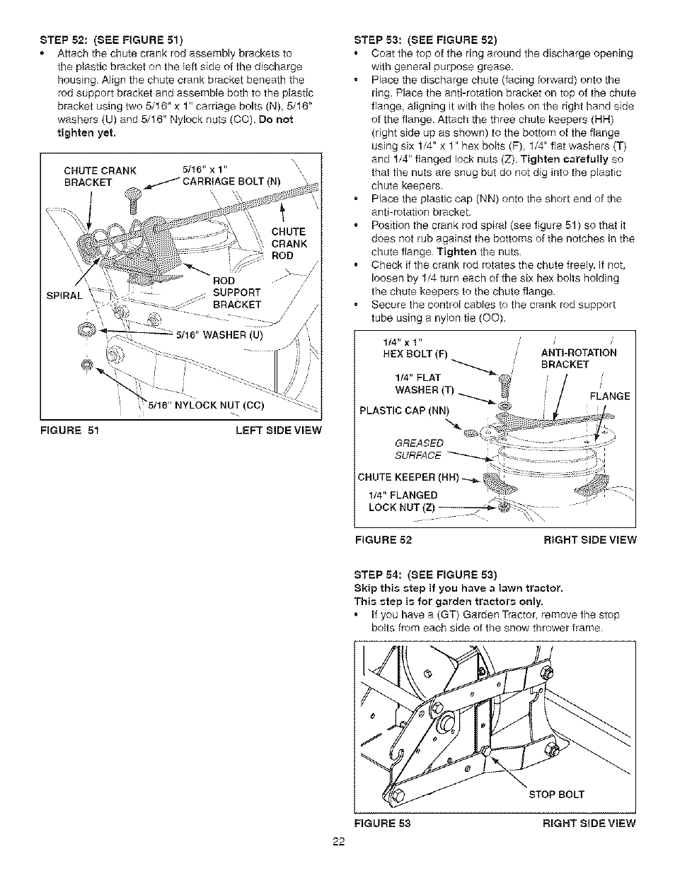 Step 52: (see figure 51), Step 53: (see figure 52), Step 54: (see figure 53) | Craftsman 486.24838 User Manual | Page 22 / 40