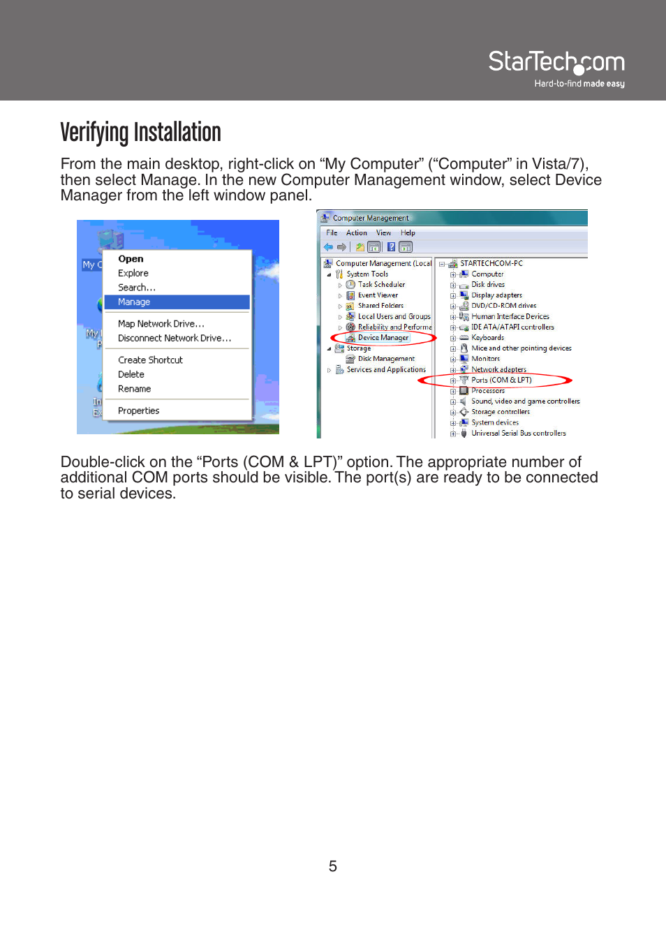 Verifying installation | StarTech.com PCI2S4851050 User Manual | Page 8 / 11