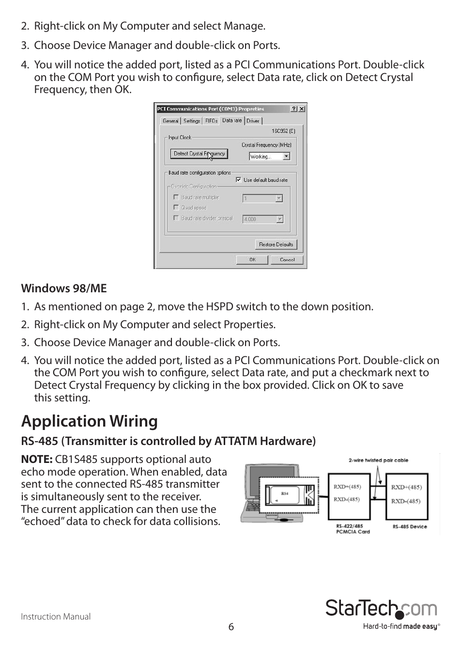 Application wiring | StarTech.com CB1S485 User Manual | Page 9 / 13