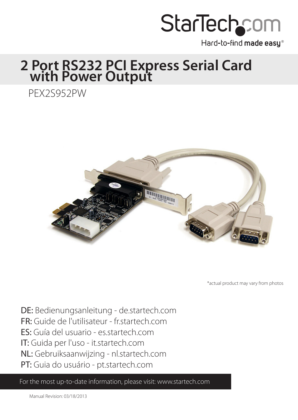 StarTech.com PEX2S952PW User Manual | 11 pages