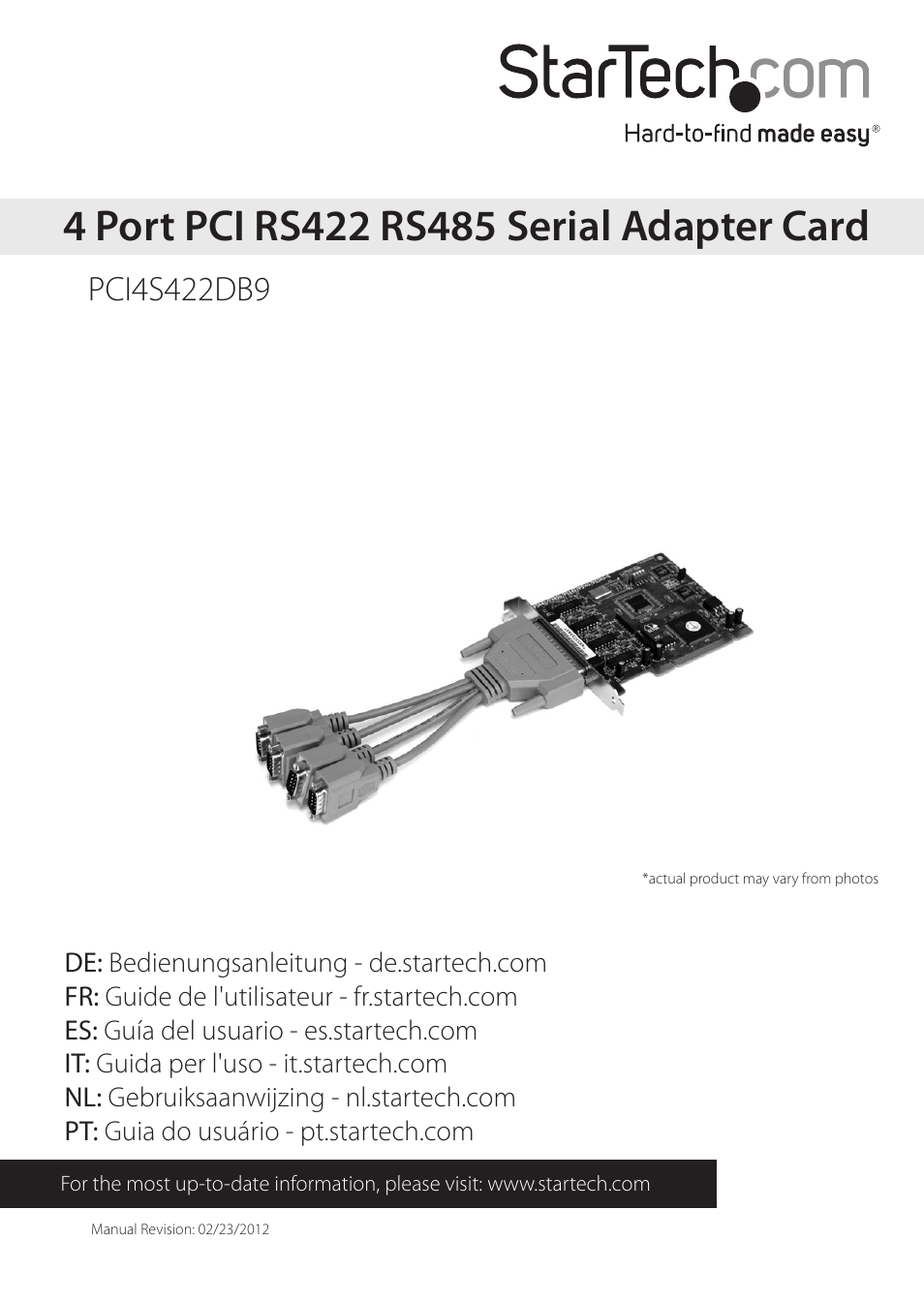 StarTech.com PCI4S422DB9 User Manual | 12 pages