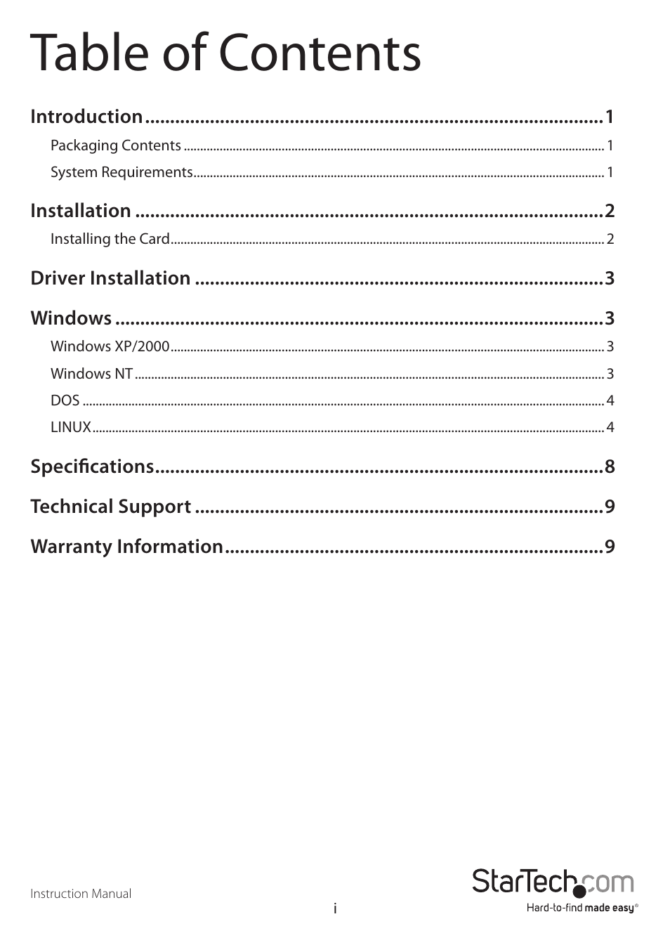 StarTech.com PCI4S422DB9 User Manual | Page 3 / 12