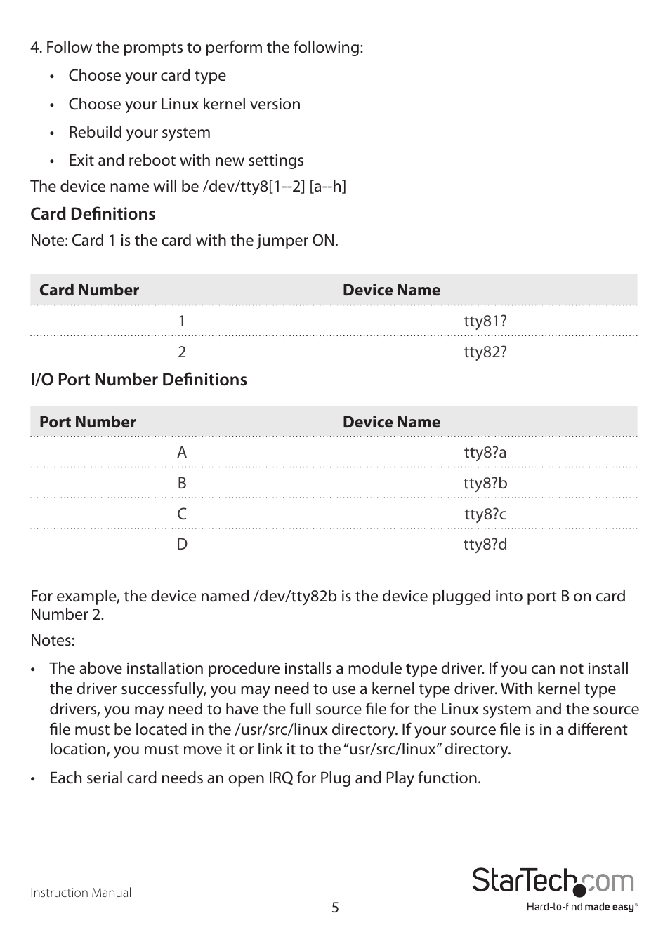 StarTech.com PCI4S422DB9 User Manual | Page 8 / 12