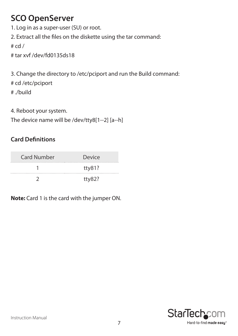 Sco openserver | StarTech.com PCI8S9503V User Manual | Page 10 / 14