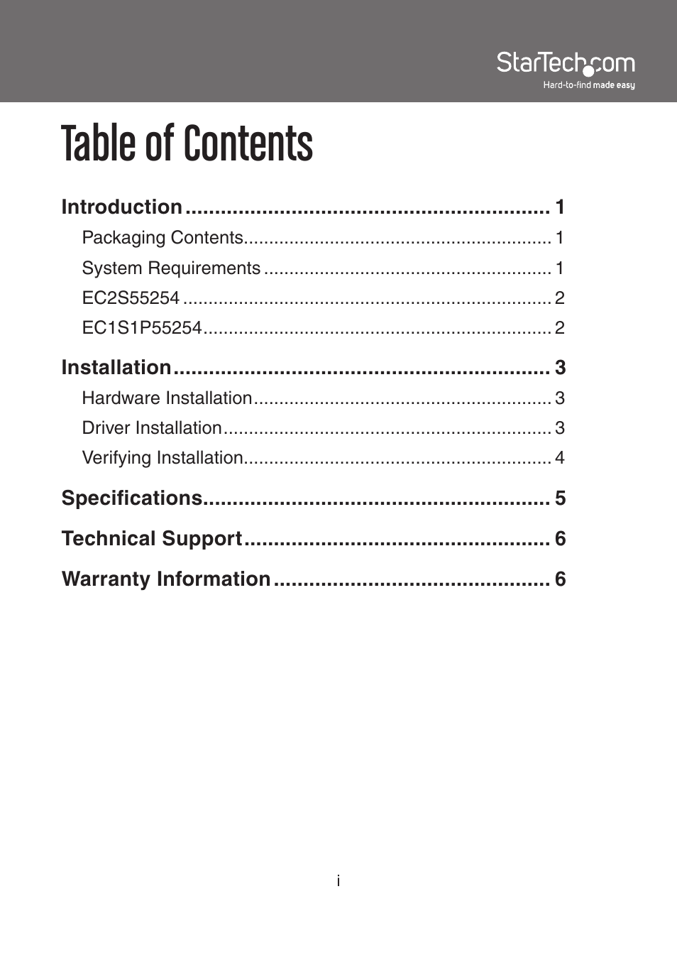 StarTech.com EC1S1P55254 User Manual | Page 3 / 10