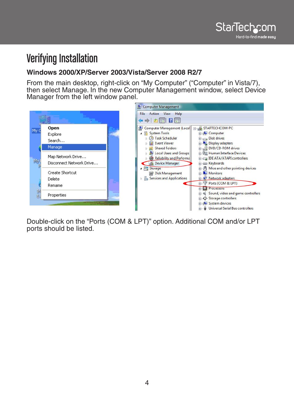 Verifying installation | StarTech.com EC1S1P55254 User Manual | Page 7 / 10