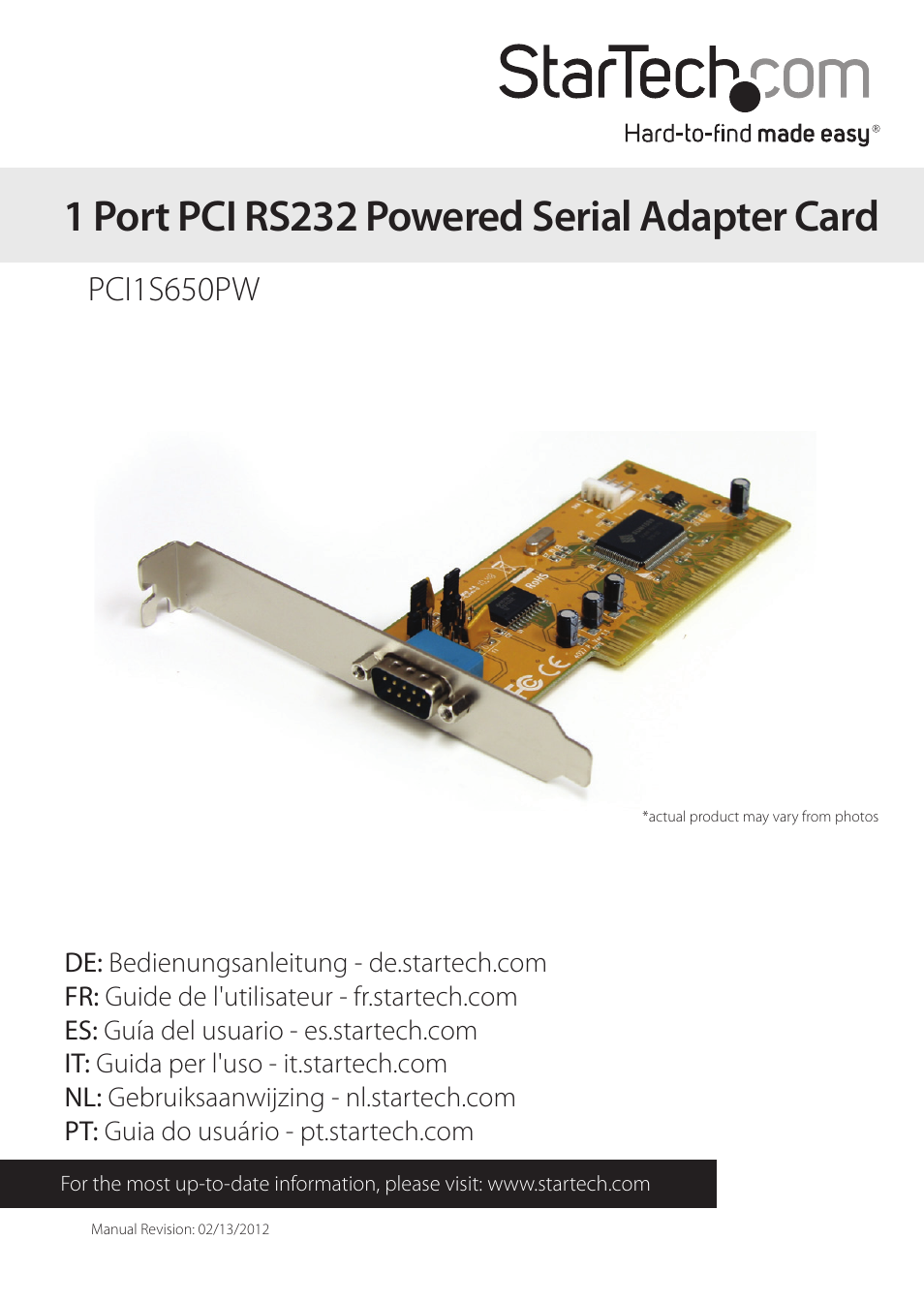 StarTech.com PCI1S650PW User Manual | 12 pages