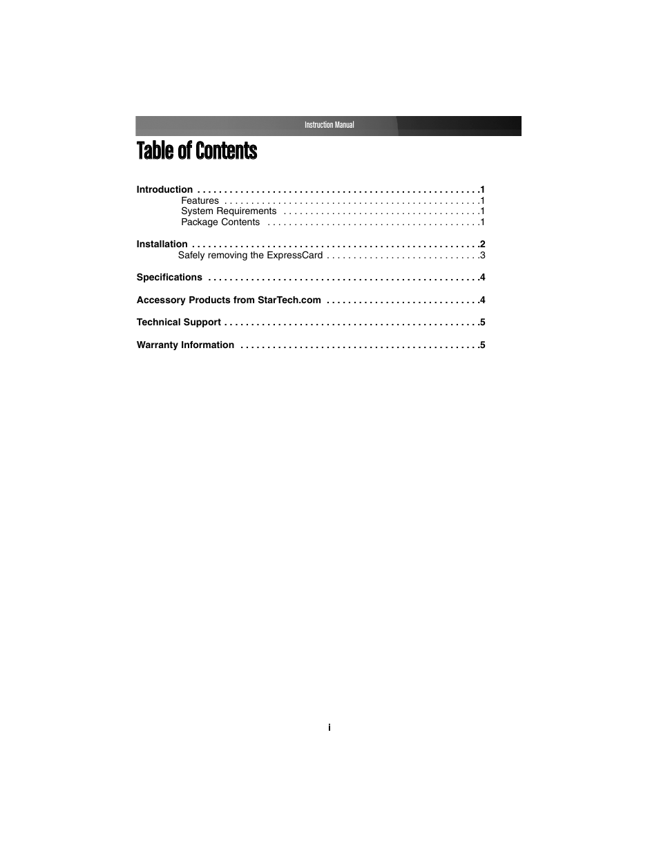 Ttaabbllee ooff ccoonntteennttss | StarTech.com EC4S950 User Manual | Page 3 / 9