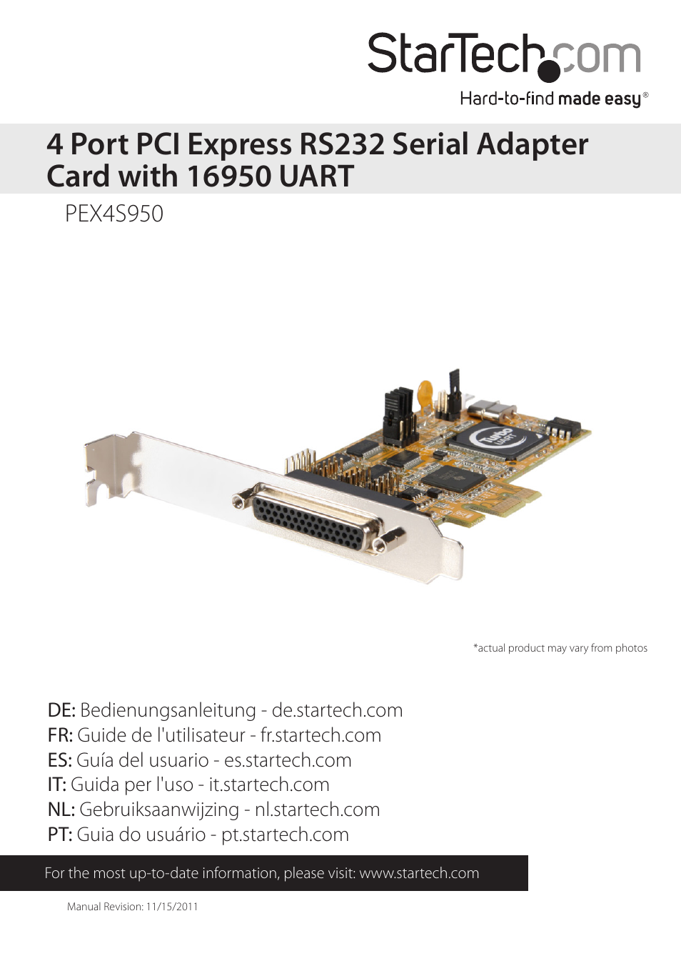 StarTech.com PEX4S950 User Manual | 9 pages