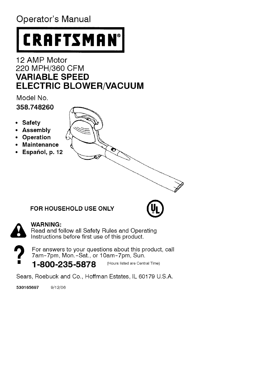 Craftsman 358.748260 User Manual | 23 pages