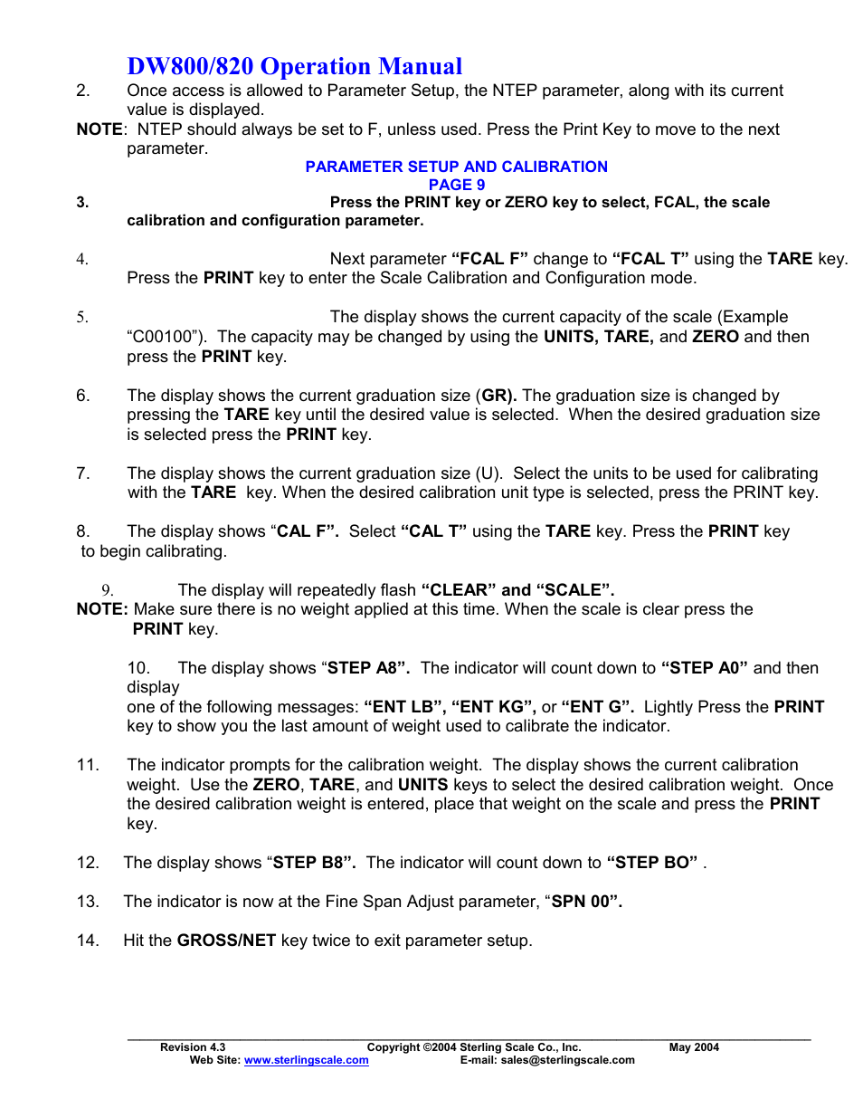Sterling Scale 820 User Manual | Page 12 / 21