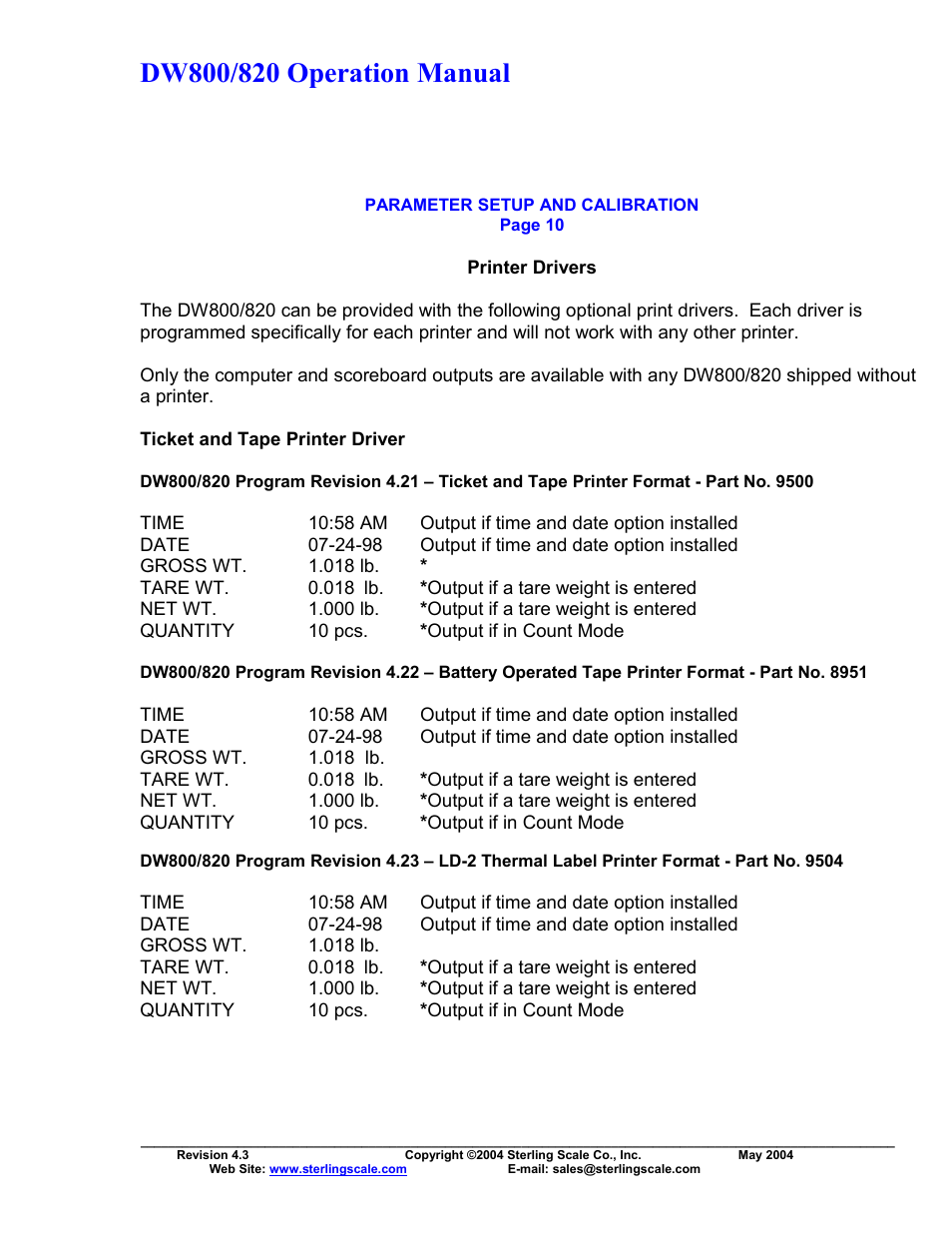 Sterling Scale 820 User Manual | Page 13 / 21