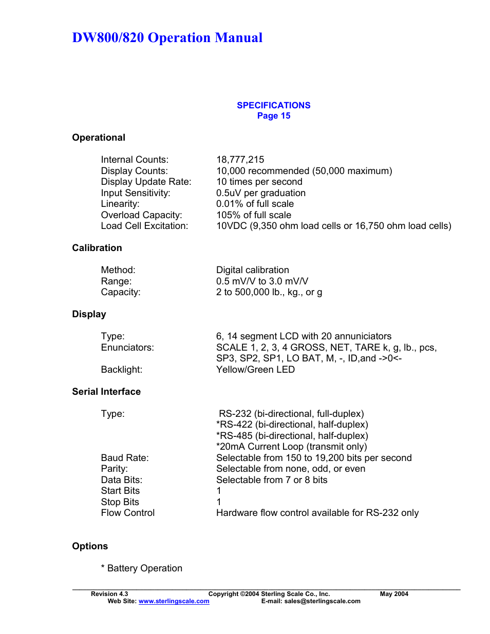 Sterling Scale 820 User Manual | Page 18 / 21