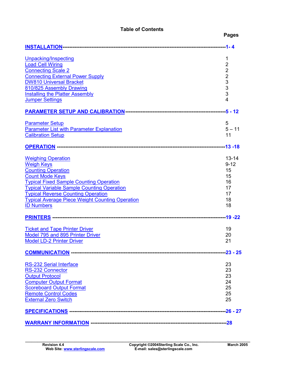 Sterling Scale 825 User Manual | Page 2 / 31