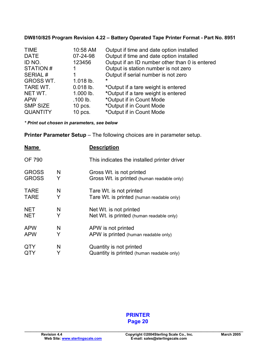 Sterling Scale 825 User Manual | Page 22 / 31