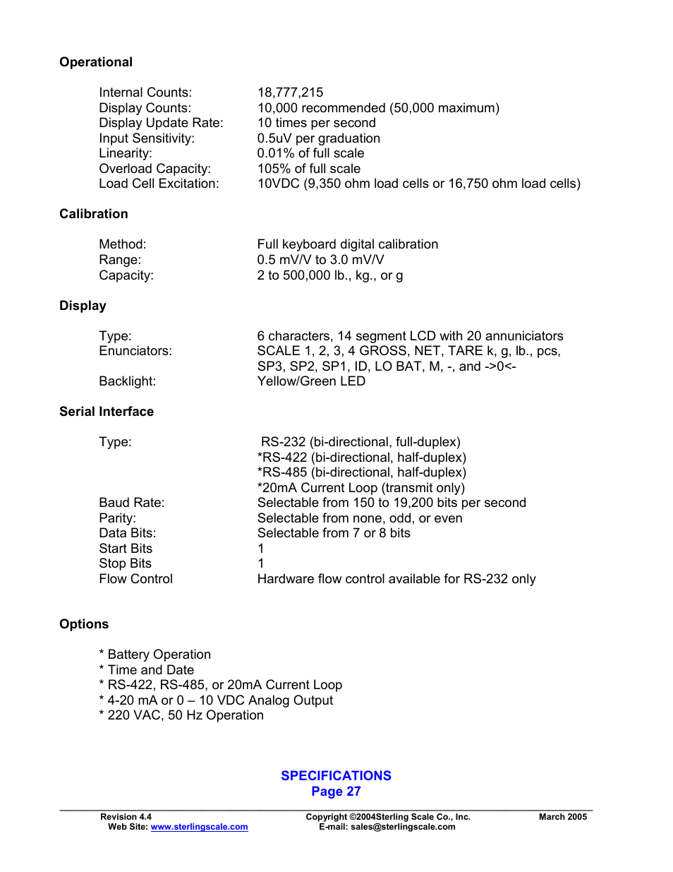 Sterling Scale 825 User Manual | Page 29 / 31