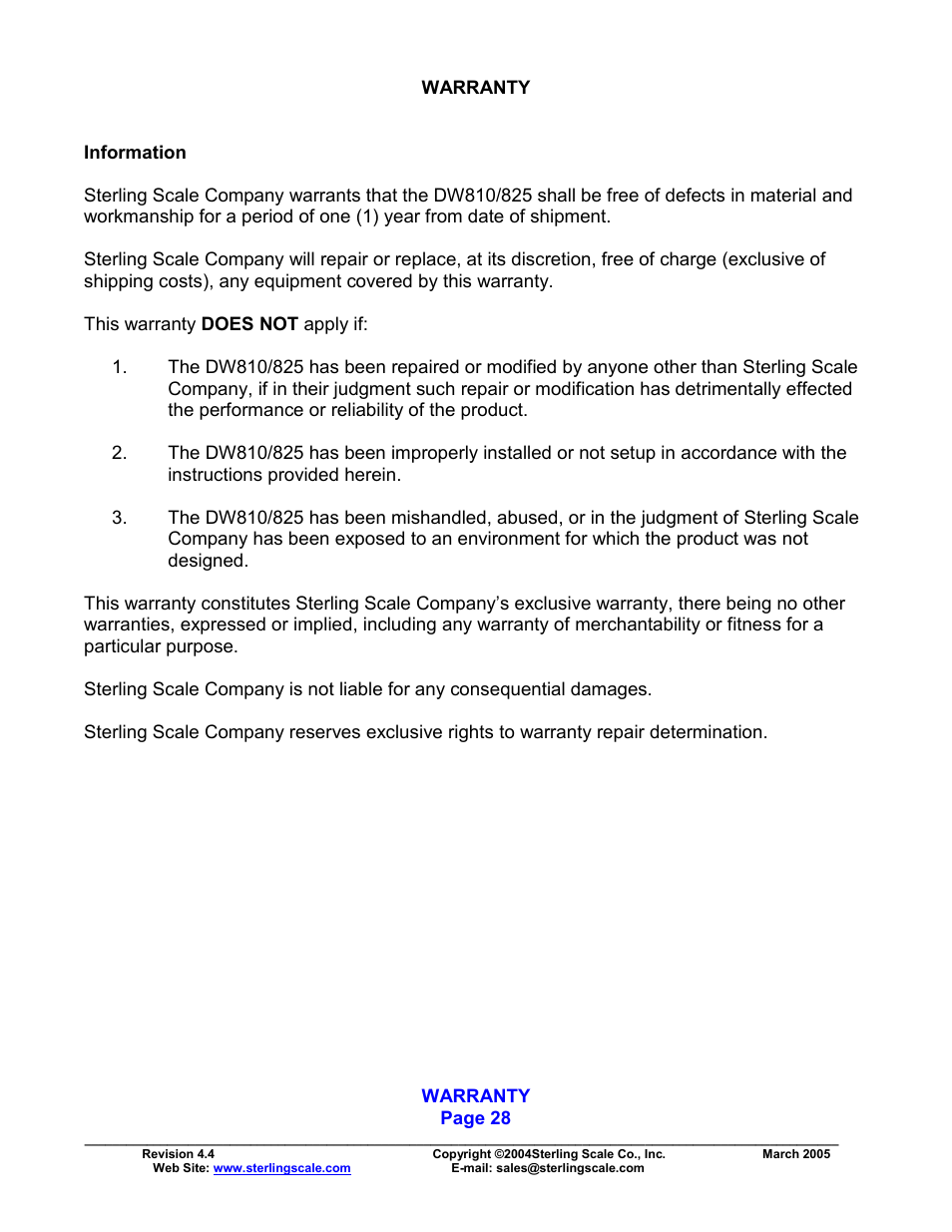 Sterling Scale 825 User Manual | Page 30 / 31