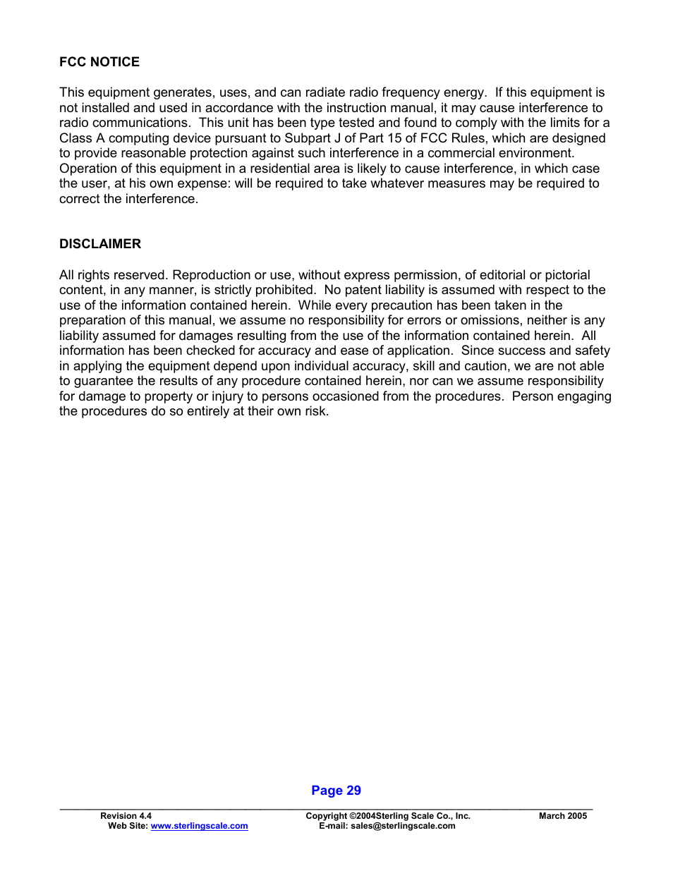 Sterling Scale 825 User Manual | Page 31 / 31