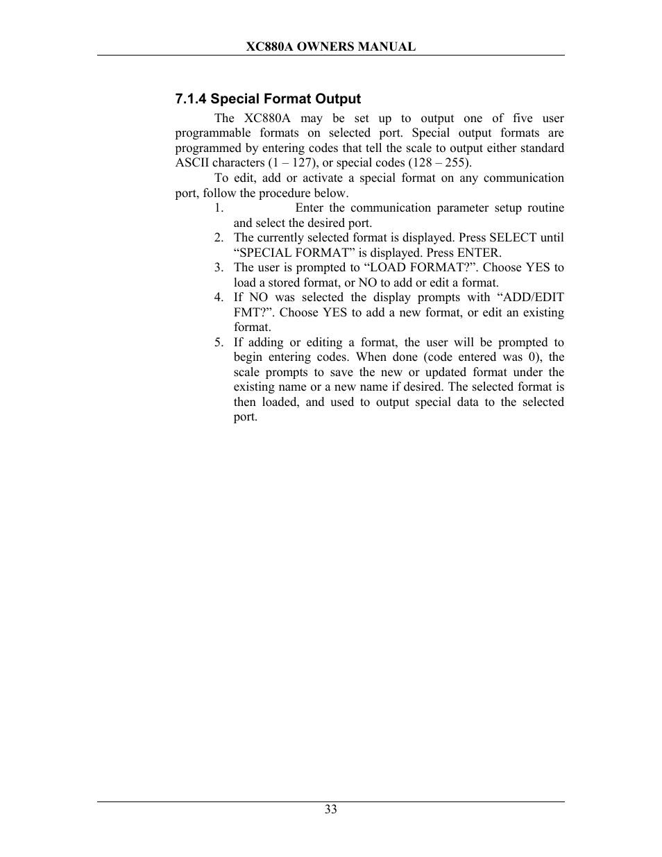 4 special format output | Sterling Scale XC880A User Manual | Page 36 / 55