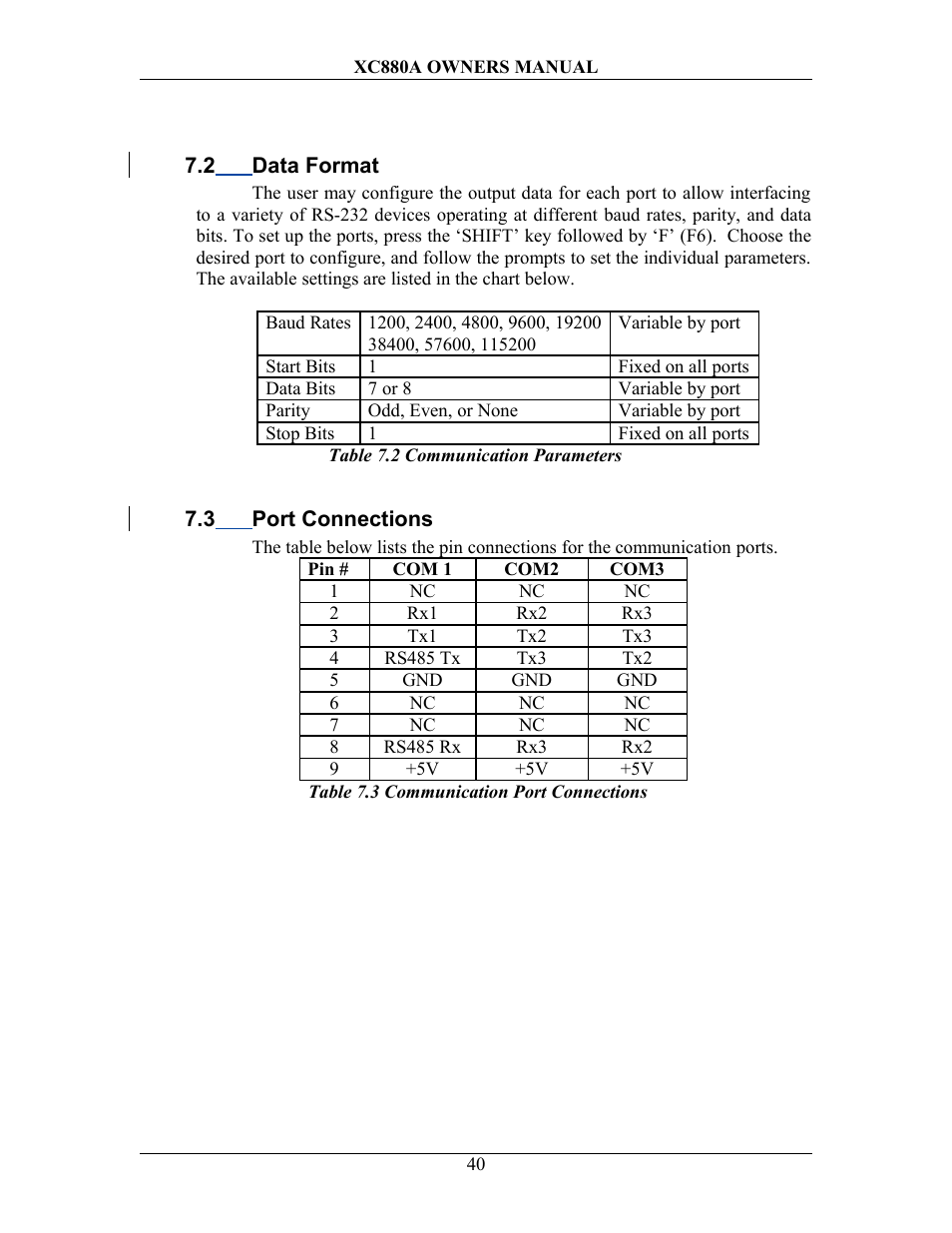 2 data format, 3 port connections, Ormat | Onnections | Sterling Scale XC880A User Manual | Page 43 / 55