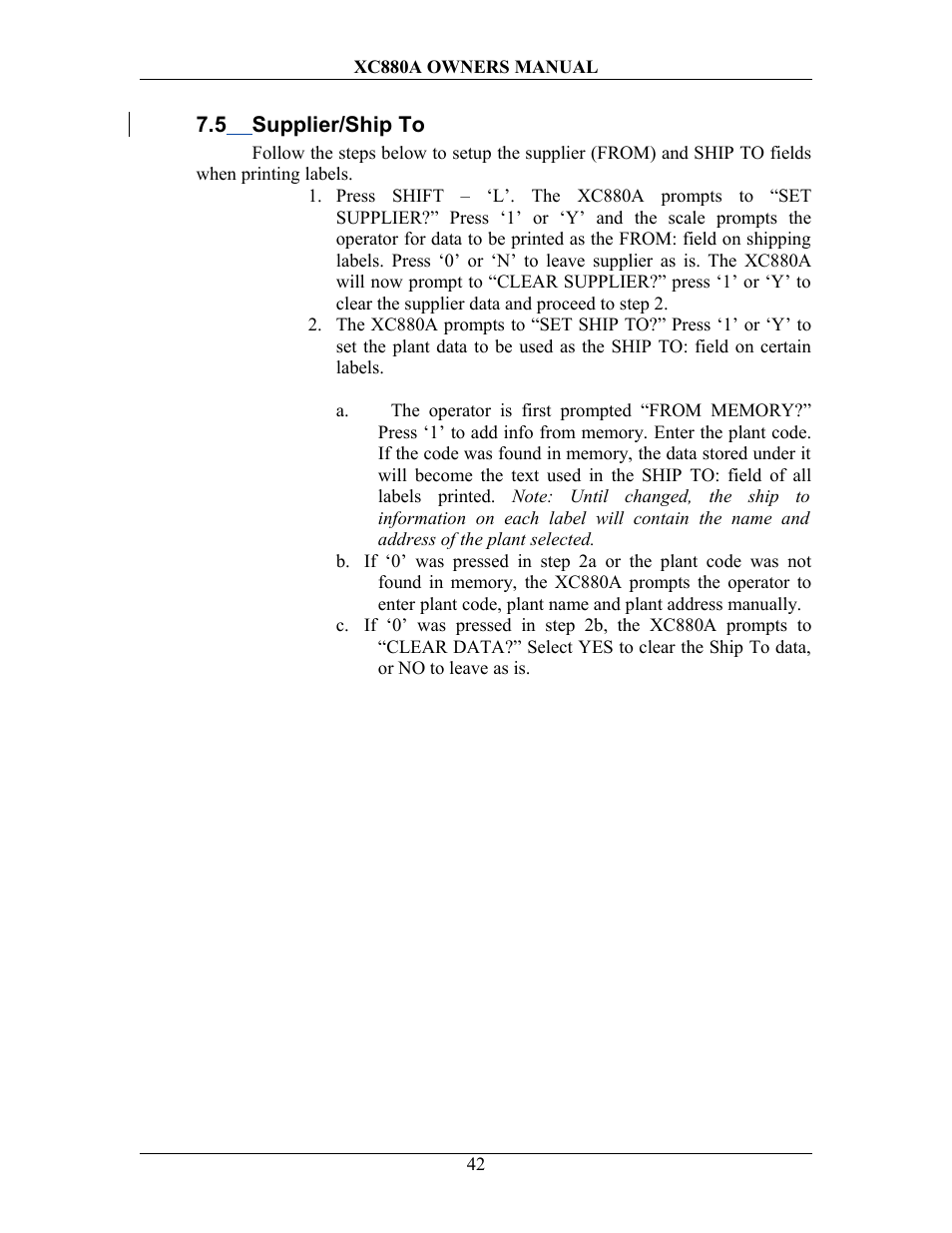 5 supplier/ship to, Upplier | Sterling Scale XC880A User Manual | Page 45 / 55