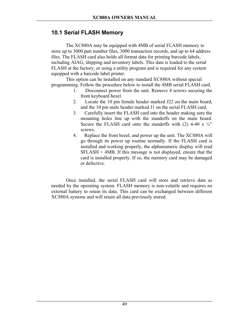 1 serial flash memory, Erial, Flash m | Emory | Sterling Scale XC880A User Manual | Page 52 / 55