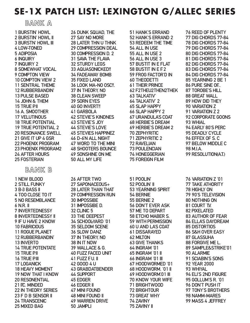 Banks: lexington g/allec series | Studio Electronics SE-1X User Manual | Page 14 / 19