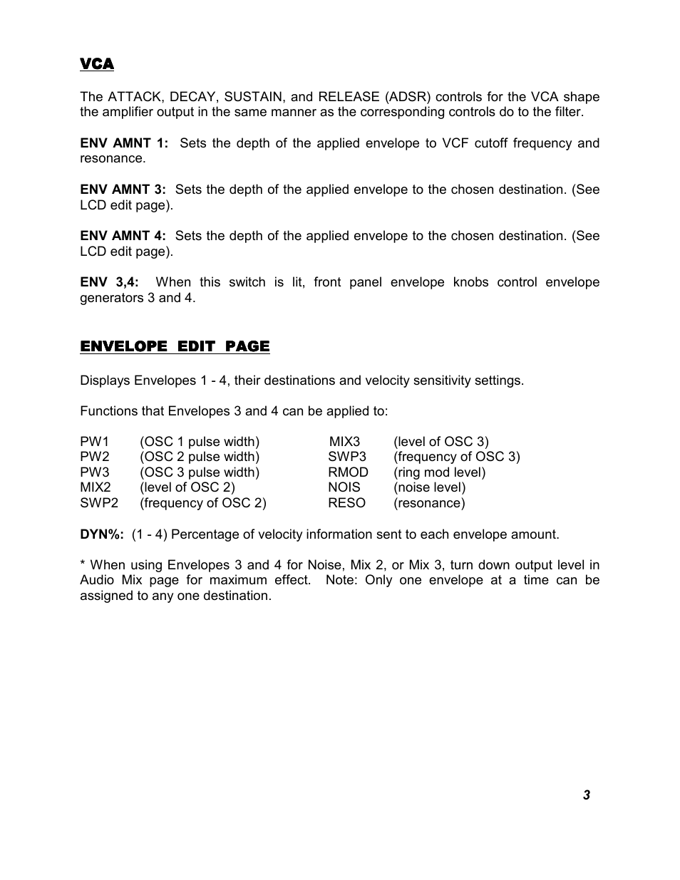 Envelopes) vca | Studio Electronics SE-1X User Manual | Page 7 / 19