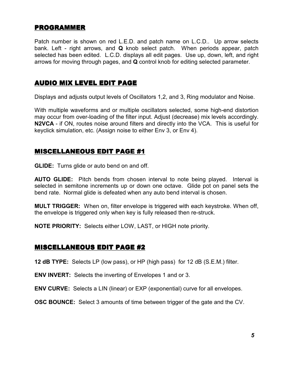 Programmer | Studio Electronics SE-1X User Manual | Page 9 / 19